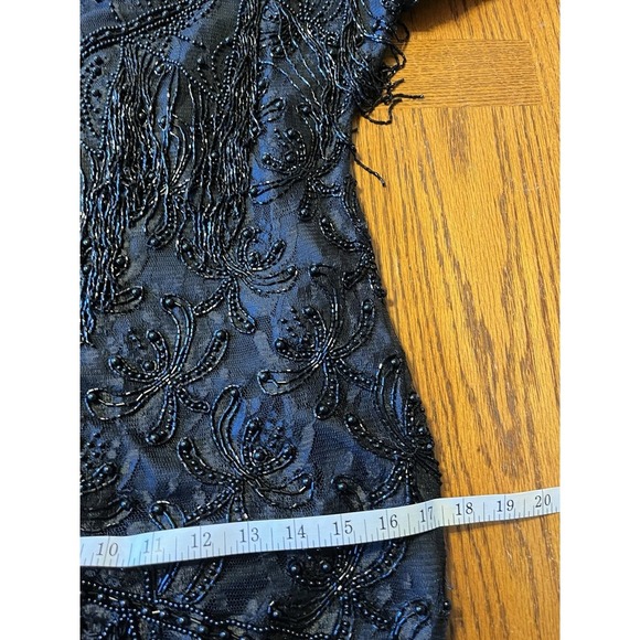 Vtg Black Beaded Cocktail Dress‎ Sz Small Silk Flapper Fairy Whimsigoth Prom - Picture 10 of 13